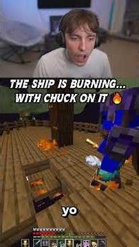 The ship is BURNING... and Chuck is on it! 🔥🐔 #minecraft #shorts