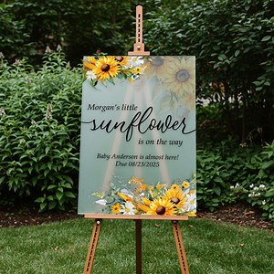 Sunflower Baby Shower Welcome Sign, Boho Rustic Floral Gender Neutral Acrylic - Etsy