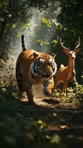 Tiger Chasing Prey in a Jungle 🌲🐅 (AI Cinematic)