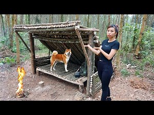 Bushcraft Skills : Build Survival Tiny House, Living Off Grid in a Forest shelter, Diy Bed