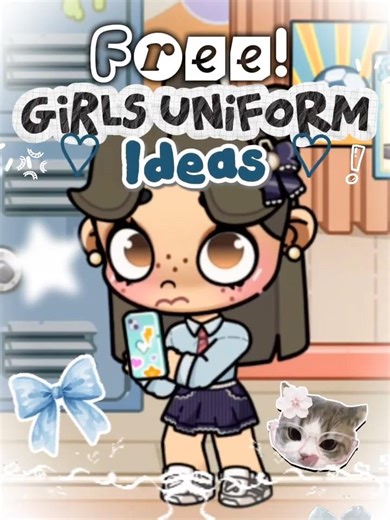 [AVATAR WORLD] FREE! GIRLS UNIFORM IDEAS ✨️🤍 #avatarworld #tutorial #ideas #uniform #shorts #fyp