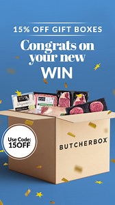 17K views | No matter the occasion, a ButcherBox gift box is the perfect gift for steak and seafood lovers. Imagine how happy they'd be getting a box of grillable favorites delivered to their door, and how happy you'd be getting 15% off making that happiness happen. Use code 15OFF to get 15% off all gift boxes over $100! | ButcherBox | Facebook