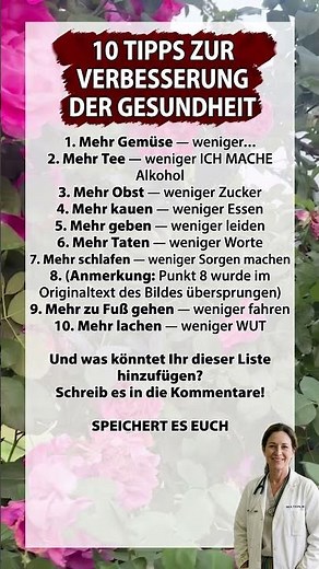 10 TIPPS ZUR VERBESSERUNG DER GESUNDHEIT 📈🩺🌿