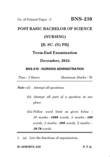 BNS - 210 December 2024 Question Paper