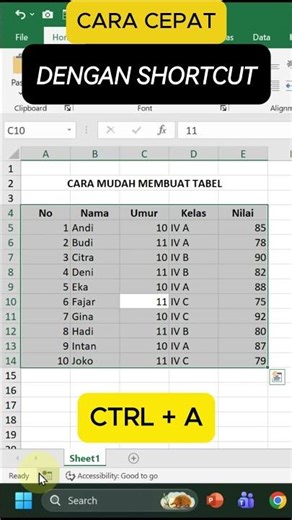 QUICK WAY TO CREATE A TABLE #excel #exceltips #table #exceltable