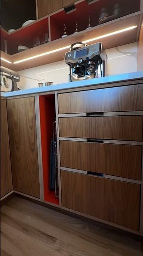 Cutting Board Cubbies in Mid-Century Modern Kitchen