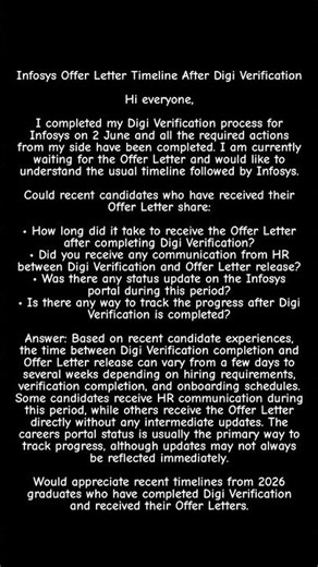 Infosys Offer Letter Timeline After Digi Verification