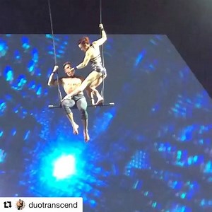 #Repost @duotranscend with @get_repost ・・・ Clip from our act last weekend at @agt live in Vegas #acrobatics #agt #agtlive #duotranscend #gymnastics #gym #train #aerial #aerialist #cirque #cirqueway #fitness #fitfam #bodybuilding #relationshipgoals #couplesgoals #acro #trapeze #husbandandwife #coreworkout #drop #britneyspears #toxic #americasgottalent @davidsaxeproductions @davidsaxe #entrepreneur #parislasvegas #shinlim | Aerial Fabric Acrobatics