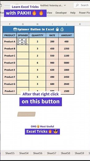 Spinner button in excel #exceltutorial #excel#excelformula#exceltraining#exceltricksandtips