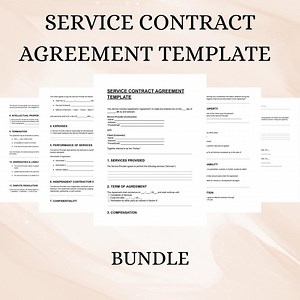 Service Contract Agreement Template | Editable Business Service Form | PDF DOC Instant Download - Etsy