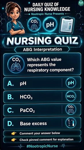 🩺 ABG Quiz | Which Value Represents Respiratory Component? - Nootropic Nurse
