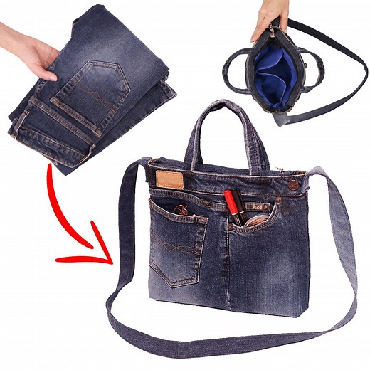 1.7K views · 48 reactions | J'ai cousu un sac avec un vieux jean pour un ordinateur portable ou une tablette - le résultat est magnifique ! | Miarti - Idées créatives | Facebook