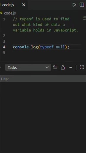 What Is The Output Of Typeof Null In JavaScript? 🤔#coding #javascript #trick #shorts