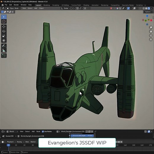 ✏️ Modeling & Shading Breakdown – WIP Quick look at the design and toon shading process of this EVA-inspired JSSDF vehicle. All done in Blender 4.5 OctaneRender, using a single daylight environment and custom NPR setup. 🎥 From blocking to final shading – no AI, no shortcuts. Just classic poly modeling and lots of love for mechanical design. #evangelion #OctaneRender #Blender #ToonShader #NPR #HardSurface #animestyle #wipart #toon #MechaDesign #mechanicaldesign #3DModeling #ConceptArt #BlenderAr