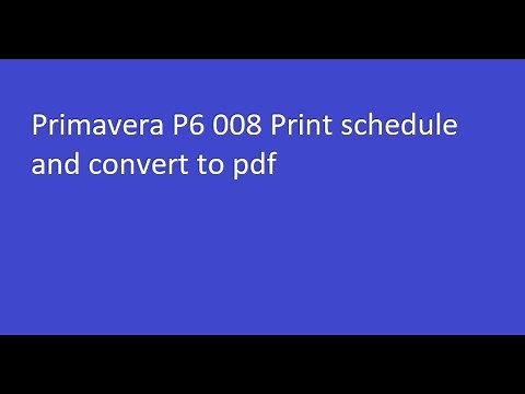 Primavera P6 008 Print schedule convert to pdf