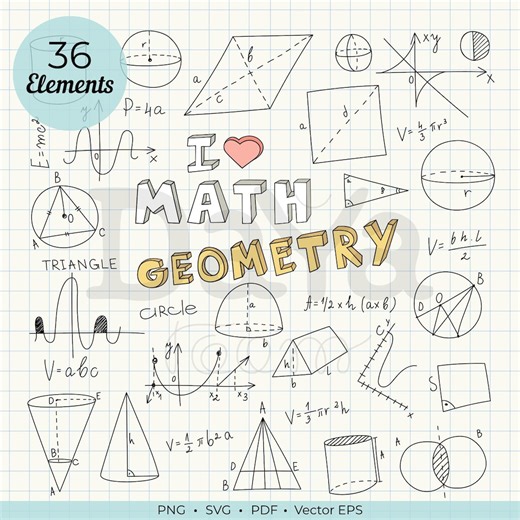 Math Clipart Bundle PNG SVG, Hand Drawn Geometry Clipart, Math Doodle, Teacher Resources, Classroom Decor, Homeschool Math, Cricut Files - Etsy