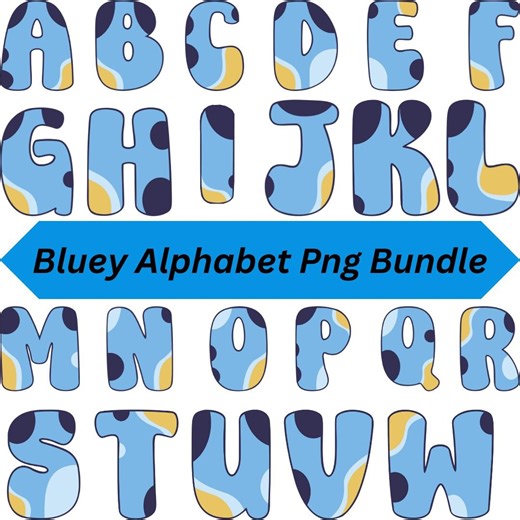Blue Cartoon Dog Alphabet PNG Bundle | Kids Letters A-Z Clipart (digital Download) - Etsy