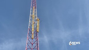 WATCH: A gin pole was installed Thursday as work continues to dismantle the old 6 News tower at our former home next door. The yellow apparatus helps three men bring pieces of the tower down to the ground. | 6 News WOWT