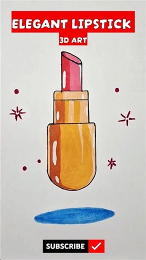 Easy 3D Lipstick Drawing Hack for Beginners #shorts #art #drawing #lipstick #satisfying #easydrawing