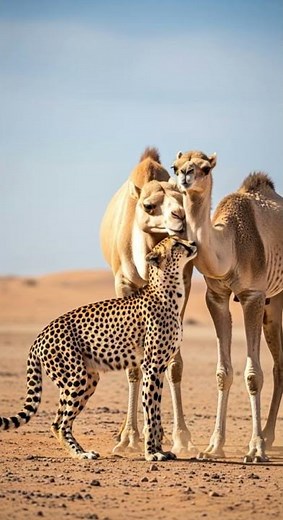 Will the camel successfully fight back in desert showdown #wildlife #animals #nature