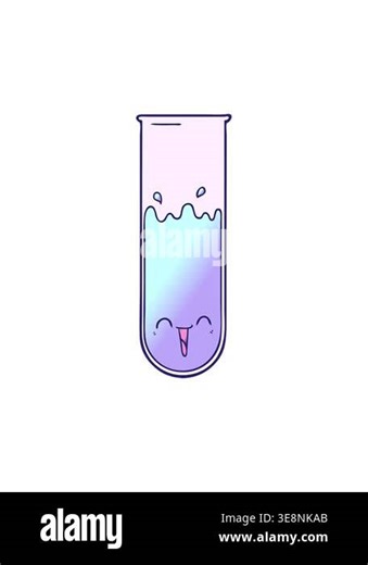 pressure popping animation of cartoon happy test tube