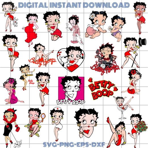 Betty Boop SVG Bundle, Betty Boop PNG, Betty Boop Svg Files for Cricut and Silhouette, Clipart Digital Download - Etsy