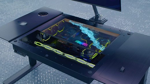 This Lian Li standing desk could replace your gaming PC case and monitor, all while giving space age realness