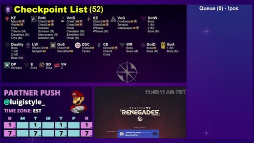 🎁 Destiny 2 Checkpoint Sharing Bot!!! // 🤖 @TravelersChosenTeam, @LuckBot9, @D2Checkpoints