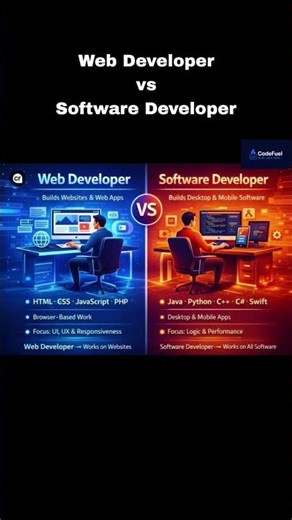 Web Developer vs Software Developer 🤔 Which One Should You Choose? 💻🚀 #javascript #webdevelopment