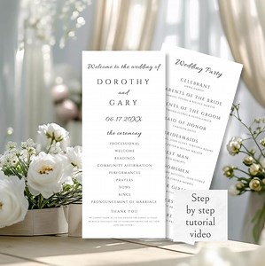 Custom Wedding Program Template, Wedding Program Template Canva, Minimalist Wedding Program, Printable Wedding Program - Etsy Canada