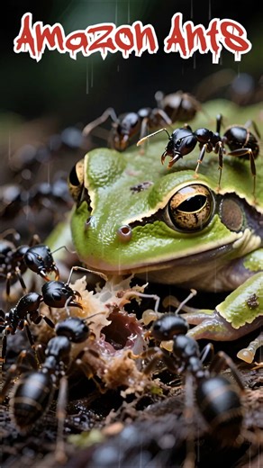 “The Frog and the Ants | A Jungle Encounter of Curiosity and Survival” #storyspark #amazonwildlife