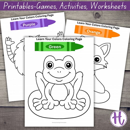Color Learning Coloring Pages: Toddler & Preschool Worksheets (PDF) - Etsy