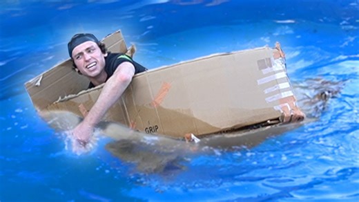 Trying to Float in a Cardboard Boat: DIY Water Adventure