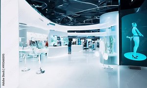 Futuristic Retail Store with Digital Displays
