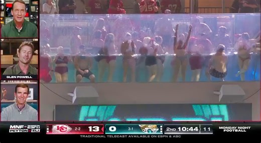 Things Got Awkward On The ManningCast When ESPN Camera Crew Showed Bikini-Clad Women Enjoying The See-Through Pool At Jaguars-Chiefs MNF Game [VIDEO]