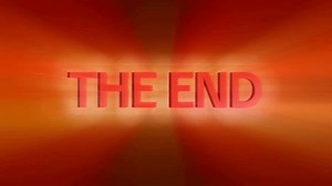 Animated footage of red color the end text with black background