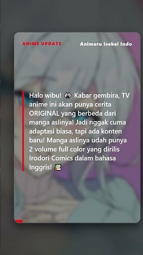 Pertama Kali! Doujin Adult Langsung Jadi TV Anime!