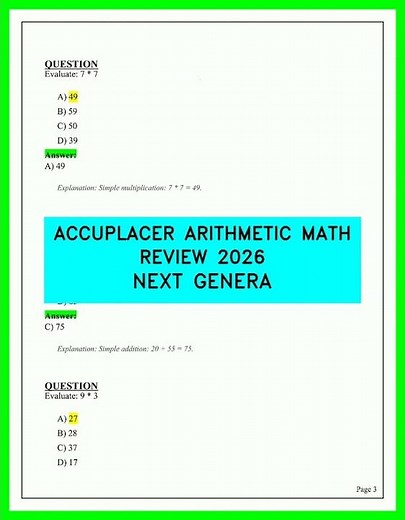 Ace the 2026 Accuplacer Arithmetic Test: Complete Next Generation Math Review and Practice