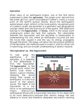 Epicenter in Physical Geography Worksheet Sub-Plan - Classwork - Homework