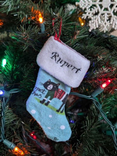 Personalized Pet Christmas Stocking Ornament, Custom Handmade Fleece Cat Stocking - Etsy