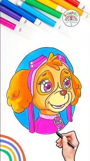 Draw Skye Tutorial | How to Draw Skye PAW Patrol Wow 🌈🐶 #pawpatrol #drawing #shorts #forkids #puppy