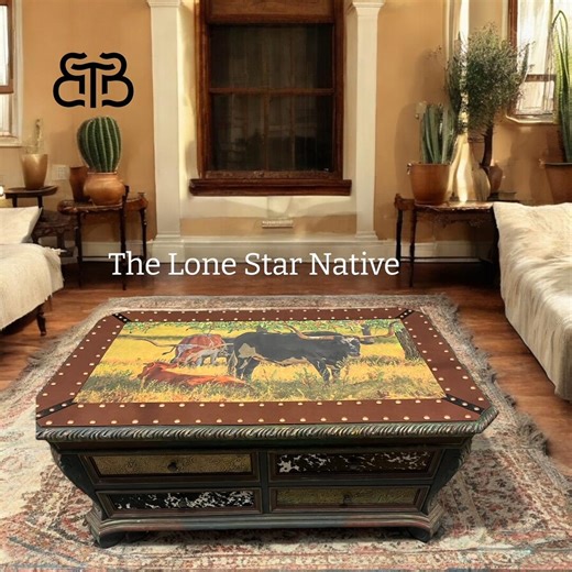 Cowhide Western Coffee Table: Leather Ranch Decor, Storage Cabinet - Etsy