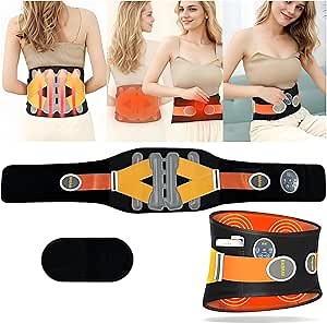 Cordless Heating Pad for Low Back, Dynamic Air Pressure & Vibration Massage, 3 Heat, Smart Timer – for Office, Travel, and Home Use | Portable Lower Back Massager (Standard)