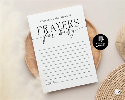 Prayers for Baby Card Printable, Baby Shower for Prayers Card, Wishes For Baby Template, Baby Shower Advice, Baby Shower Game