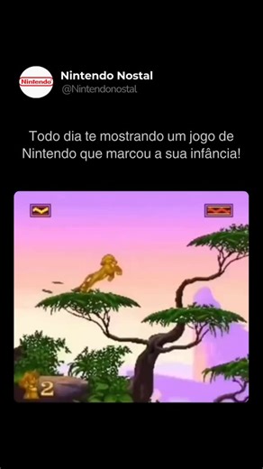 Nintendo nostal on Instagram: "👉 Siga ( @nintendonostal ) se fez parte da era de ouro dos videogames e se marcou a sua infância! O Rei Leão é aquele tipo de jogo que te transporta direto para a savana africana, onde cada passo do pequeno Simba parece carregar emoção, desafio e um toque de magia. Desde os primeiros saltos pelos troncos e girafas, você já sente que não está apenas jogando, mas vivendo uma aventura cheia de cores, trilhas sonoras inesquecíveis e momentos que ficam gravados na memó