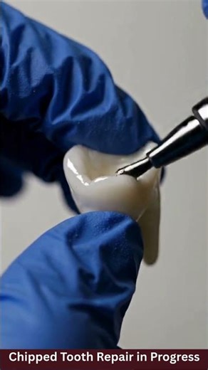Dentist Grinding Chipped Tooth Macro Dental Procedure