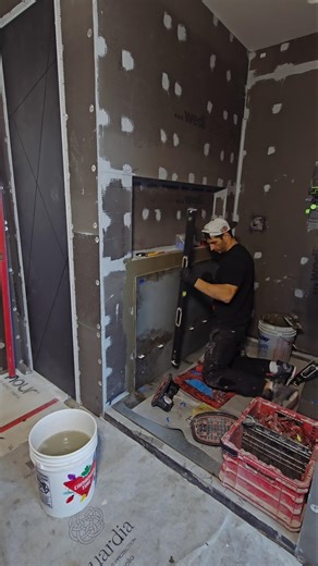 shower walls - large format tile installation - #tile #tiling #shower #bathroom #tilesetter #work