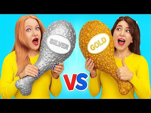 NEW 123GO! AMAZING COLOR FOOD CHALLENGE! 🥇 Gold vs Silver Plates 🥈