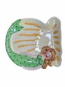 Large Mermaid Serving Plate, Essentials by Home, Coastal Ceramic Sunburst Decor, Oversized Mermaid Platter - Etsy