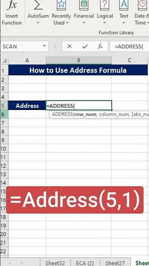 How to Use Address Formula😲 #msexcel #excel #address #shortsvideo #shorts #computer #eca #tricks